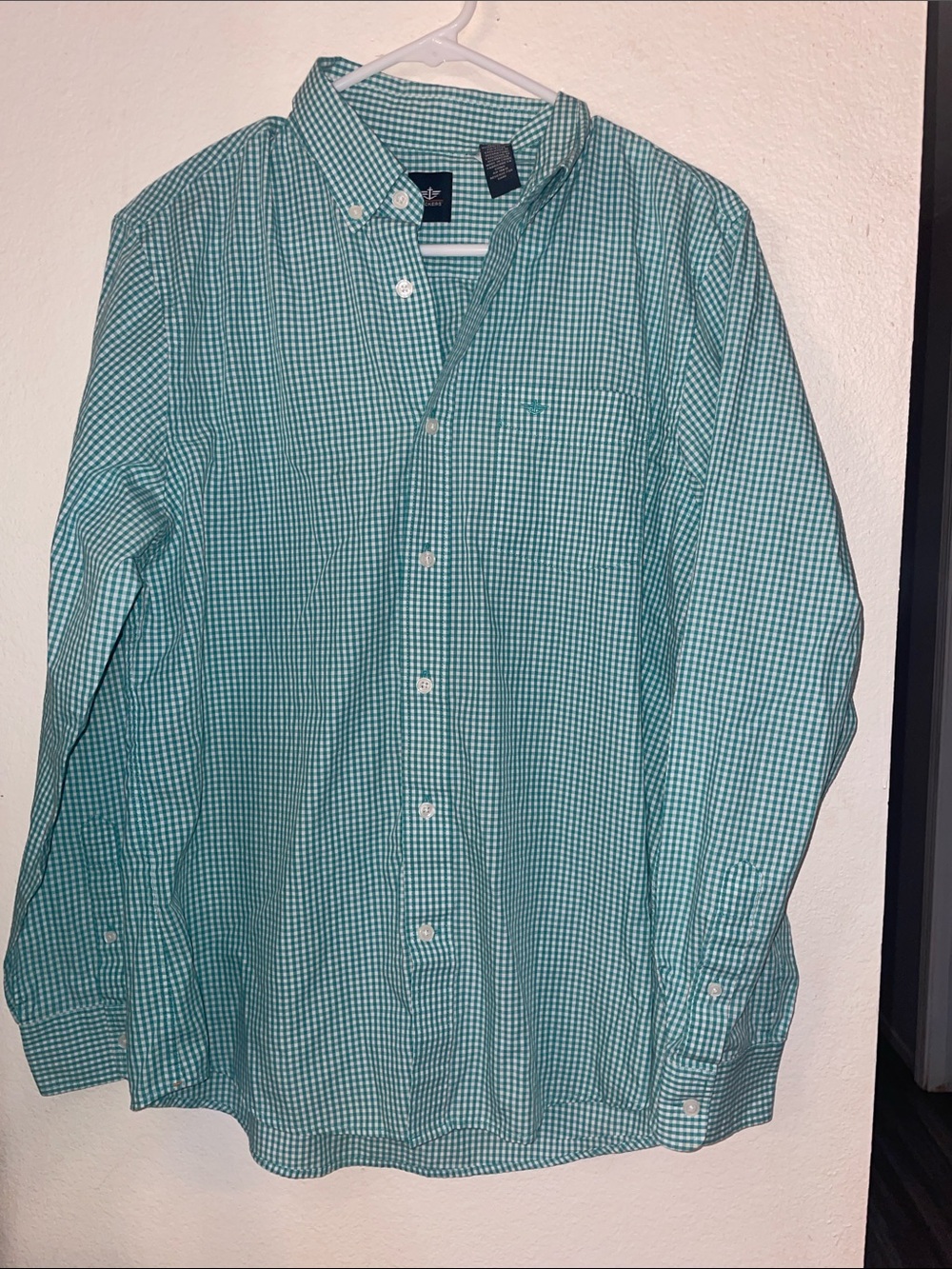 Men's Green Gingham Button-Down Shirt - Unknown Brand